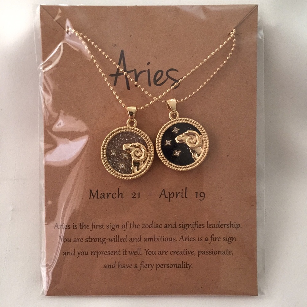 🍏50% OFF/3+...♈ Zodiac Aries double chain necklace set